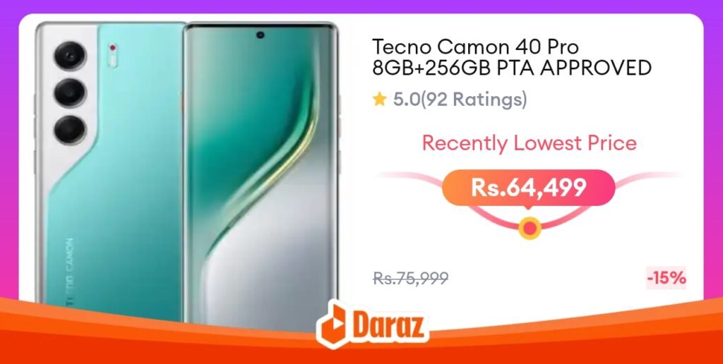 Tecno Camon 40 Pro 8GB+256GB PTA approved smartphone review in Pakistan