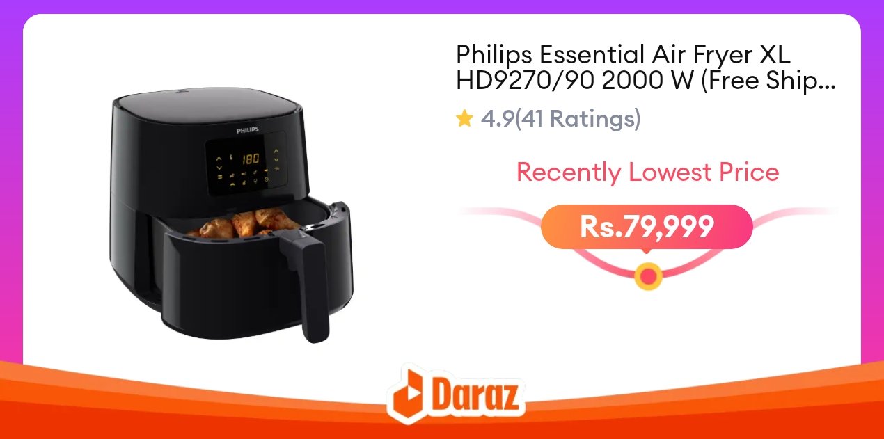 Philips Essential Air Fryer XL HD9270/90 2000 W review in Pakistan