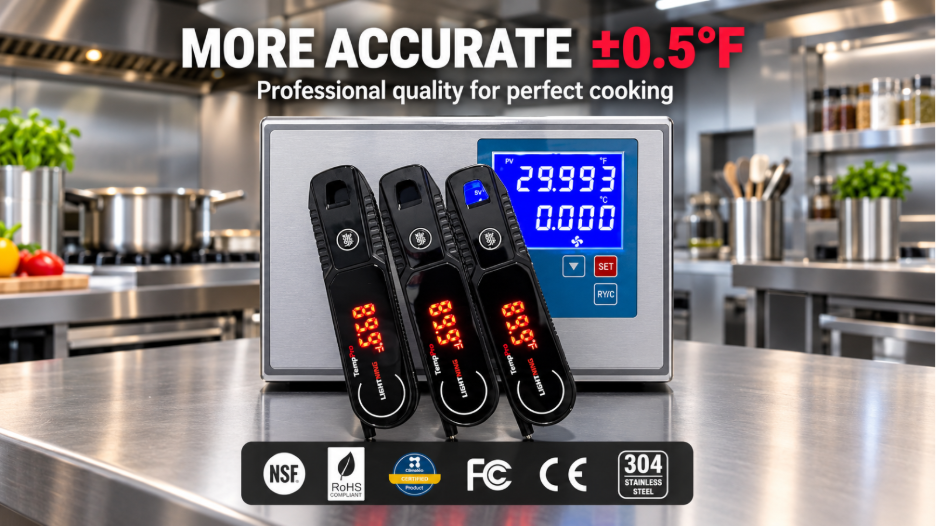 TempPro TempSwift 1-second instant read meat thermometer with rotating display, shown in black